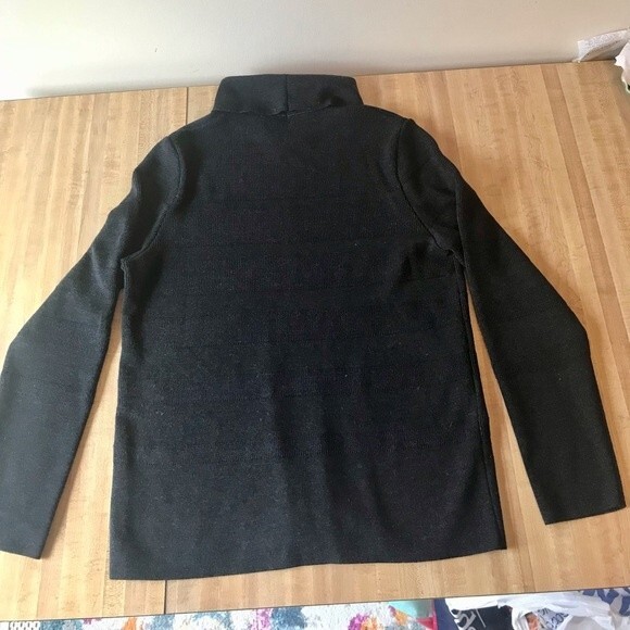 SAINT JAMES Sweater 100% Wool Men’s Black Stripe Turtleneck Woolmark - Picture 5 of 8